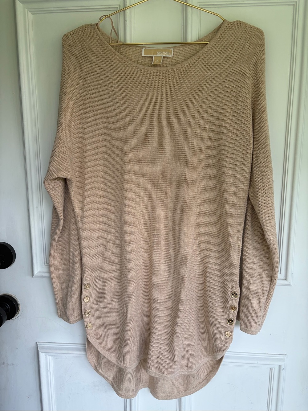 Michael Kors Neutral Beige Crewneck Tunic Sweater